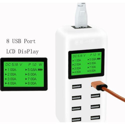 ATORCH 8 Port Smart USB Charger Hub with 40W LCD Multi-Port USB Charging Station USB Wall Travel Charger for Smartphone Tablets