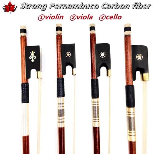 1Pcs Strong Pernambuco Carbon fiber violin bow 4/4,Copper Mounted