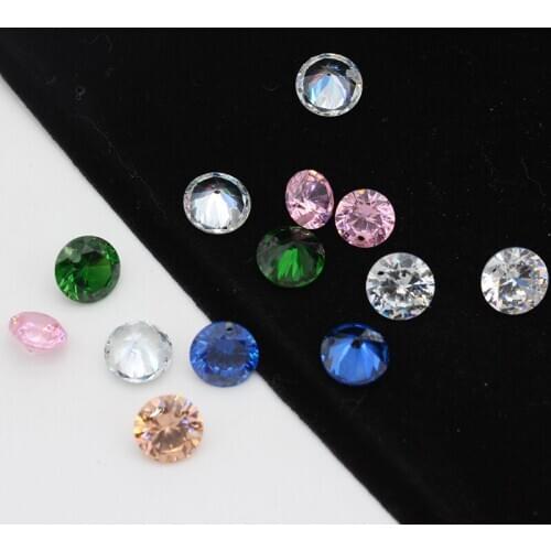 20pcs/pack 6/8/10mm round single hole zircon pointed back crystal rhinestones charm pendants for craft earrings jewelry findings