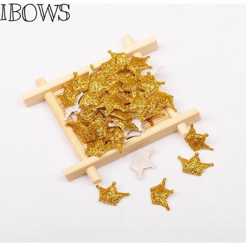 200pcs/lot Crown shape glitter Kawaii Appliques for Headband Padded Appliques For Clothes Sewing Supplies DIY Craft Decoration