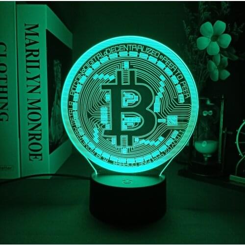 3D Night Lamp Bitcoin 7/16 Color Remote Touch Control Acrylic Table Lamp Dogecoin USB Battery Nightlight Kids Christmas Gifts