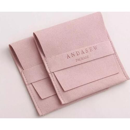 50pcs custom business logo text jewelry packaging pouches chic small microfiber bags for earings necklace luxury Jewellery