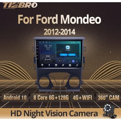 TIEBRO 2 Din Android 10 Car Radio For Ford Mondeo 2012-2014 Accessories Navigation Touch Screen Steering Wheel Multimedia Player