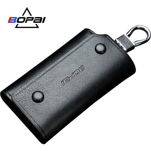 BOPAI New two-layer leather key case leather household keychain multifunctional coin purse