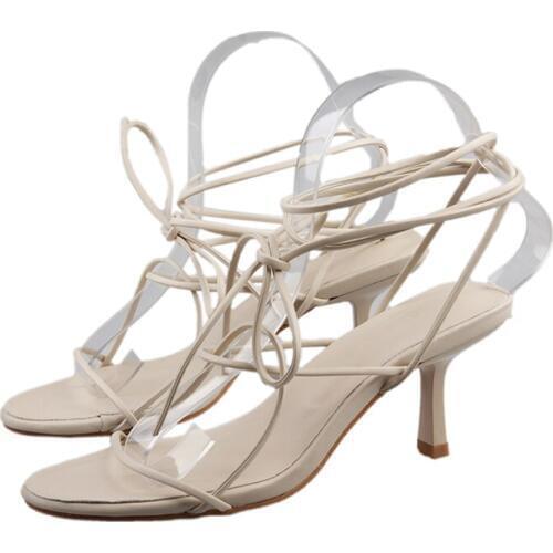 Sandals Female Fairy Wind 2019 New Summer The Wild Net Red Open Toe Cross Straps Sexy Stiletto Heels