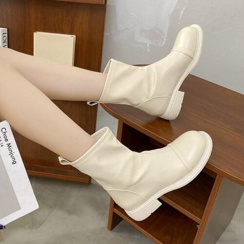 Platform Ankle Boots Pleated Winter Shoes New Luxury Chelsea Boots Women Ankle Boots Slip On Chunky Heel Boot Brand Designer