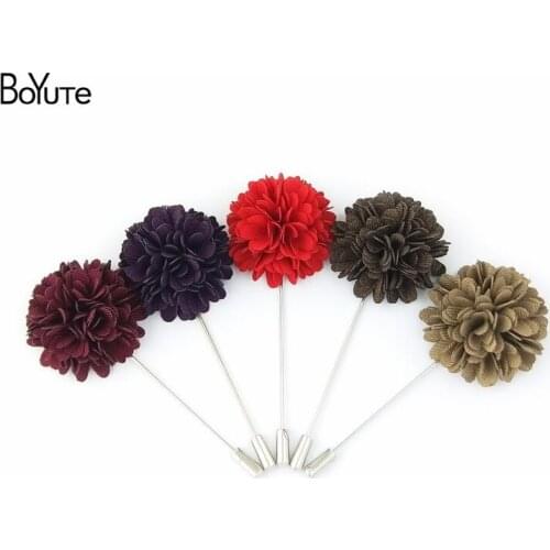 BoYuTe 10Pcs Mens Lapel Pin Set with Handmade Fabric Multi-petal Flower Brooch for Suit