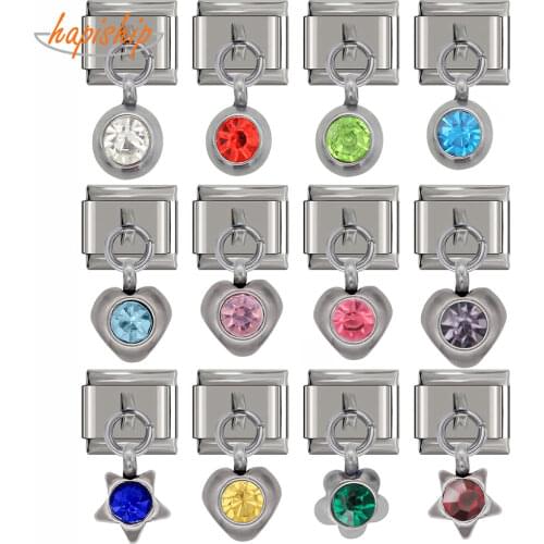 1Pcs 9mm Width Newest Original Daisy Heart Star Round Rhinestone High-end Charm Fit Bracelet Stainless Steel Jewelry Making DJ05