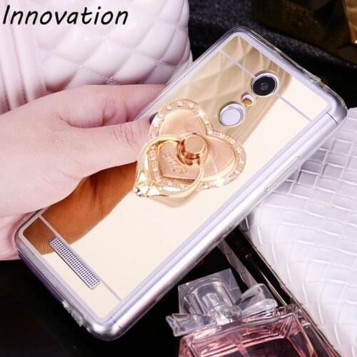 Luxury Mirror Case Soft TPU Back Cover For Xiaomi Redmi Note 4X 4 3 2 4A 4X Mi5 Mi5s Plus Mi5c Gold Love Ring Holder Phone Cases