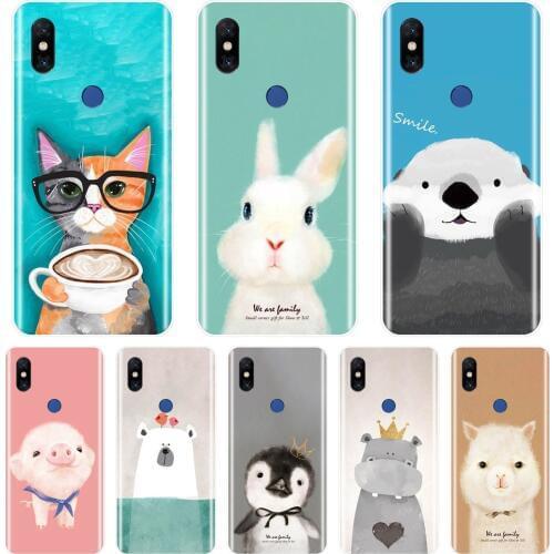 TPU Pink Pig Cat Bear Rabbit Alpaca Back Cover For Xiaomi Mi Note Mix 1 2 2S 3 Soft Silicone Phone Case For Xiaomi Mi Max 1 2 3