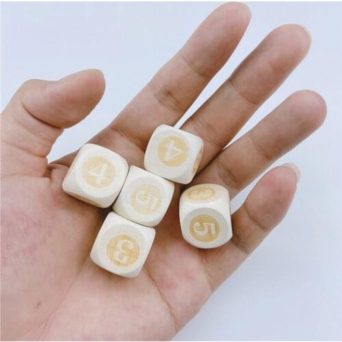 D6 6 Sided 10pcs 20mm Laser Engraving Wood Dice For Party Family Printing Engraving Printing Engraving Kid Toys Wood Cube Dices