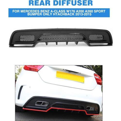 Rear Bumper Diffuser Lip Spoiler For Mercedes Benz A Class W176 A250 A45 AMG Sport Bumper Hatchback 2013 2014 2015 Carbon Fiber