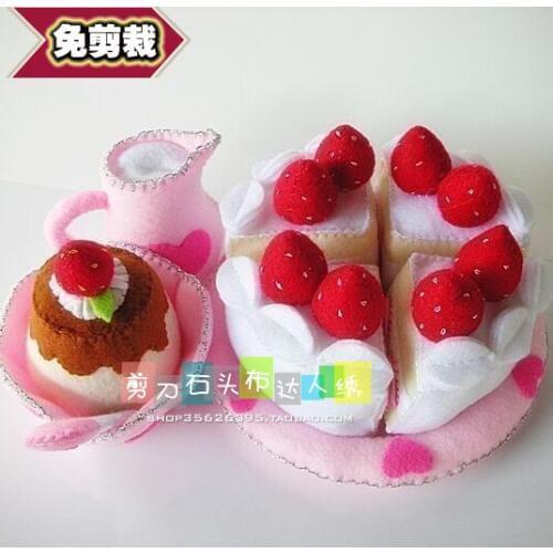DIY strawberry cake dessert doll Fabric Felt kit Non-woven cloth Craft DIY Sewing set Handwork Material DIY needlework supplies