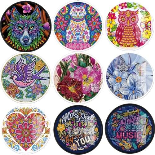 DIY round frame diamond painting different shape rhinestone flowers wolf living room corridor aisle wall paintings home decorati