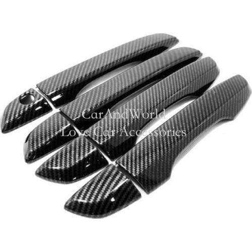 For 2016-2019 Honda Civic 10th Side Door Handle Frame Bowl Caps Cover Trims Carbon Fiber Sticker Molding Car-Styling Accessories