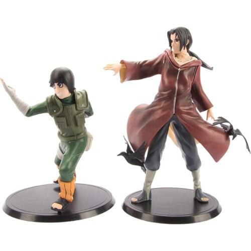 Anime Naruto Figure 2PCS Uchiha Itachi Konoha No Utsukushiki Aoi Yaju Rock Lee PVC Action Figure Figurine Statue Model Toy