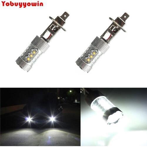 2Pcs/lot New H1 80W Cree Chips LED FogTail Turn DRL Head Car Light Lamp 12V 24V Car DRL Driving Lamp White