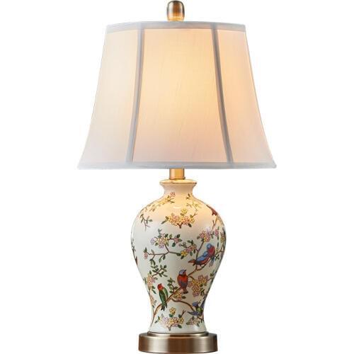 Hand painted art ceramic table lamp bedroom bedside lamp new Chinese pastoral creative warm living room LED lights