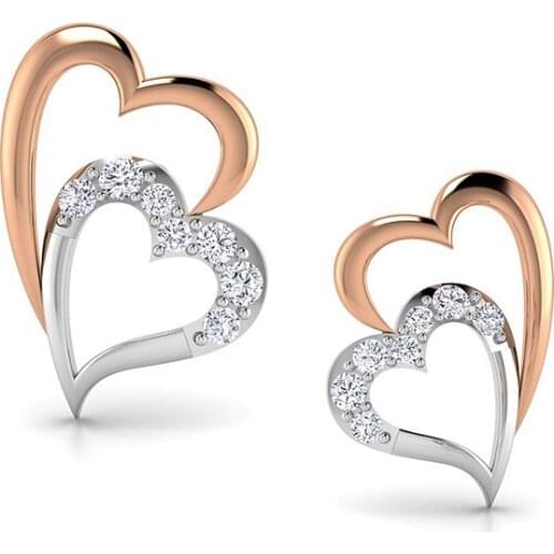 Huitan Romantic Double Heart Earrings with CZ Stone for Women Fresh Style Wedding Engagement Party Accessories Hot Sale Jewelry