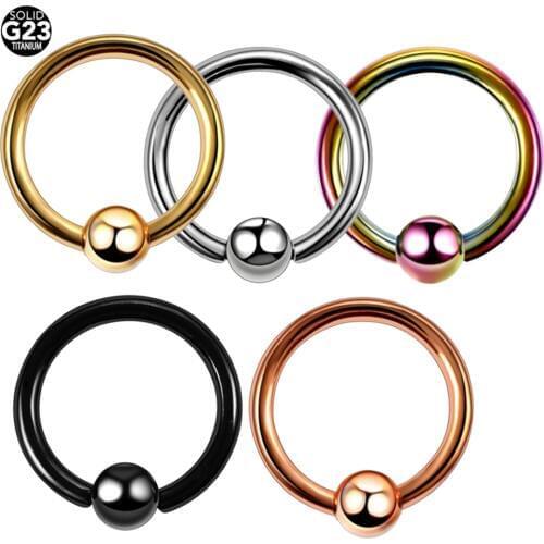 1PC G23 Titanium Captive Bead Ring Ear Hoop Nose Ring Ear Tragus Cartilalge Piercing Labret Nipple Ring Body Jewelry Earring 16G