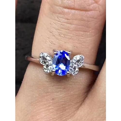 Natural And Real Tanzanite luxury ring ring Free shipping gemstone 925 sterling silver Fine jewelry