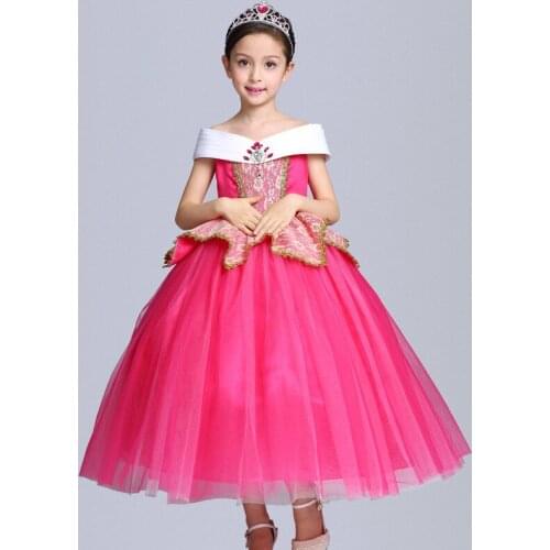 Girls Flower Lace Princess Dresses Halloween Cosplay Perform Costume Lolita Style For Kids Cartoon Christmas Party Birthday Gift
