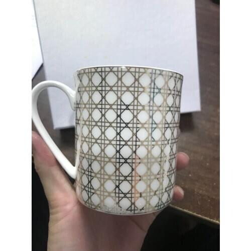 Nordic Ins Gold Rimmed Mug With Lid Spoon Light Luxury Creative Personality Trend Water Cups Household Ceramic Coffee Cup