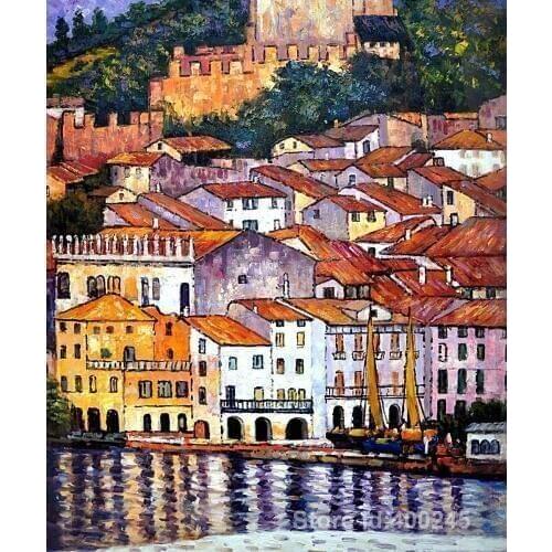 Gustav Klimt Landscape Paintings Malcesine on Lake Garda Reproduction art Hand painted High quality