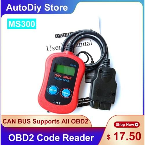 MS300 CAN BUS OBD2 Code Reader Car Scanner Read Clear Troubles Support All 1996 & OBD2 Protocols Turn Off Check Engine Light