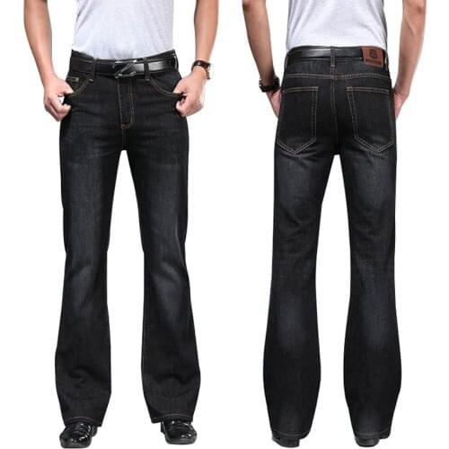 2021 Flared Jeans Men Boot Cut Denim Pants Comfortable Slightly Slim Designer Classic Loose Blue Black Trousers Size 28 - 40
