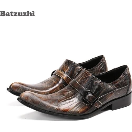 Batzuzhi Personality Mens Shoes Pointed Toe Formal Leather Dress Shoes Men Buckle Classic Leather Shoes Men Business Chaussures