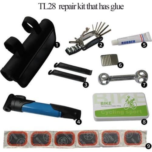 16 In 1 Combination Portable Cycling Set Tool, Mini Pump/Tire Bar /Screwdriver Tool Wrench Mountain Bike Bicycle Repair Kit Bag