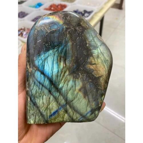 Natural labrador crystal irregular rough polishing specimens are placed at home 1200-1300g