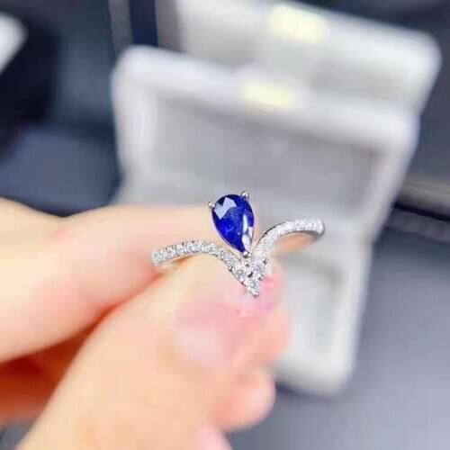 Natural Sapphire Simplicity Ring S925 Sterling Silver Fine Fashion Charming Jewelry for Women Free Shipping MeibaPJFS