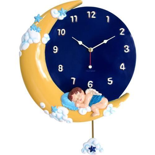 New Creative Angel Luminous Wall Clock Home Fashion Clock Mute Stereo 3D Moon Garden Clock Table Creative Home Decor Accessories