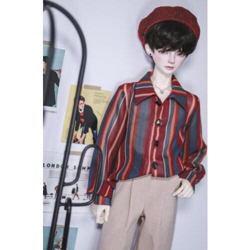 BJD doll clothes is suitable for 1/3 1/4 MSD size striped side slits chiffon lantern sleeve shirt 2 color into doll accessories