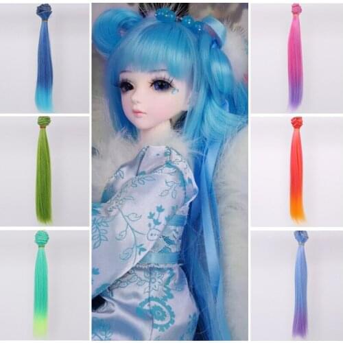 BJD high temperature silk Ker DIY Yelolli doll wig gradient hair material 25cm wig diy material doll accessories