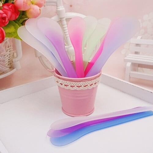 Plastic Cosmetic Spatula Spoon Stick Cosmetic Makeup Tool Translucent Gloss DIY Mask Mixing Spoon Face Beauty Tool Kits 10Pcs