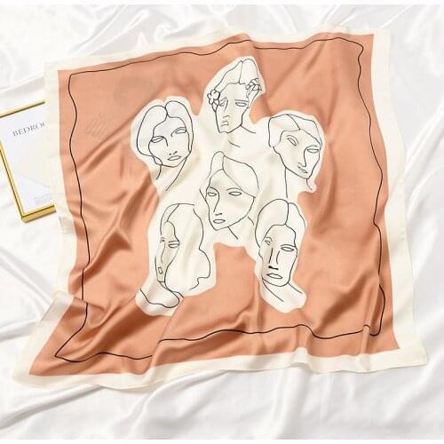 70x70cm New Print Square Neck Scarf Bandana Top Women Fashion Silk Stain Hair Head Headwraps Scarfs for Ladies Bag Bandama FJ400