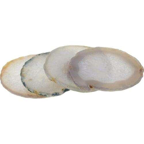 Real Natural Large Sliced Gemstone Agate Coasters, 2.4-3.1inch, Set of 4, Universal For Bear Or Glass, Coffee Or Tea Cups
