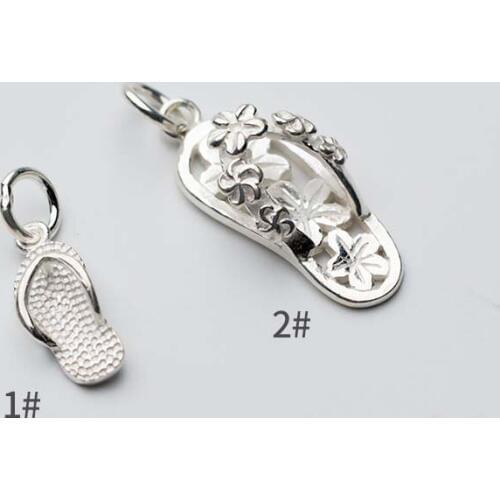 100% 925 Sterling Silver Casual Craft Slipper Charm Pendants DIY Fashion Silver Accessories For Necklace Bracelets Making Gift