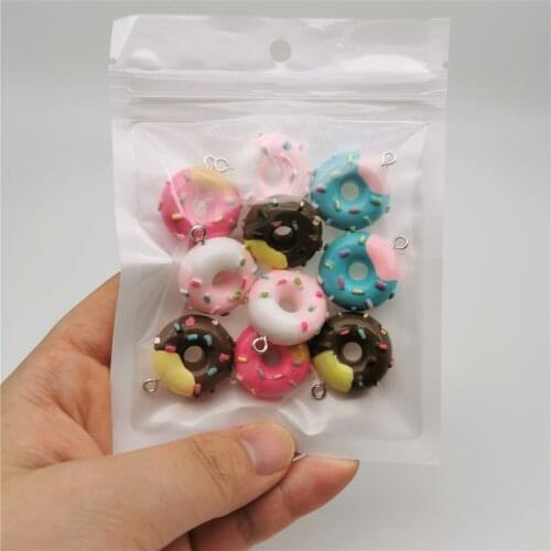 10pcs 21*26mm Kawaii Donuts Charms Resin Cute Food Pendants For DIY Bracelets Necklace Earring Key Chain Jewelry Making