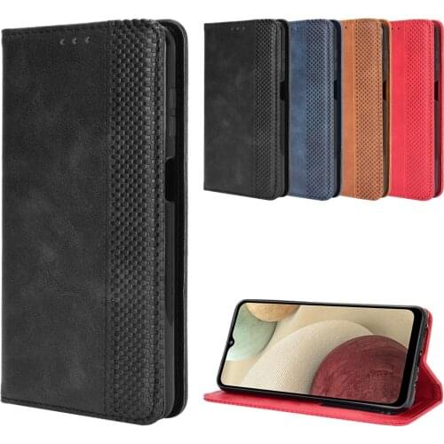 Luxury Retro Slim Leather Flip Cover For Samsung Galaxy A12 Wallet Card Stand Magnetic Book Cover For Samsung M12 SM-A125F Case