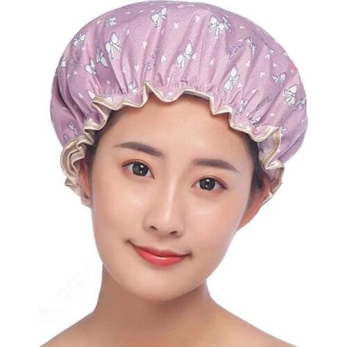 New Bathing Cap Cartoon Double Layer Waterproof Polyester Cotton Hair Cover Multicolor Shower Hats Bathroom Cap Chapeau Femme