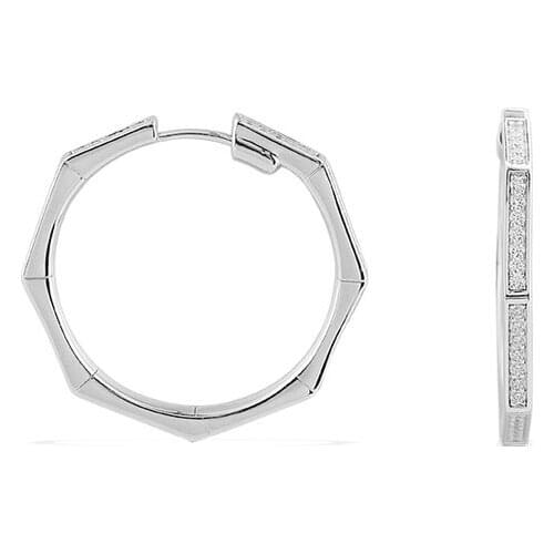 SOELLE Fashion Real 925 Sterling Silver Octagon Geometric Large Hoop Earrings Micro Cubic Zirconia Women Luxury Brand Jewelry