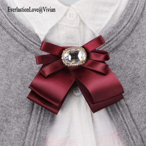 SUQI Brooches Unisex Pin Trendy copper Rhinestone Broche Joker Fashion Handmade Bow Brooch High-end Neutral Assembly Corsage