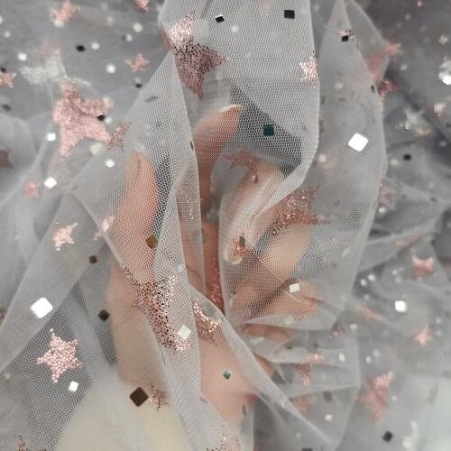 150*100cm Sparkle Star Mesh Fabric Net Tulle DIY Curtain Wedding Birthday Party Decoration Handmade Sewing Material