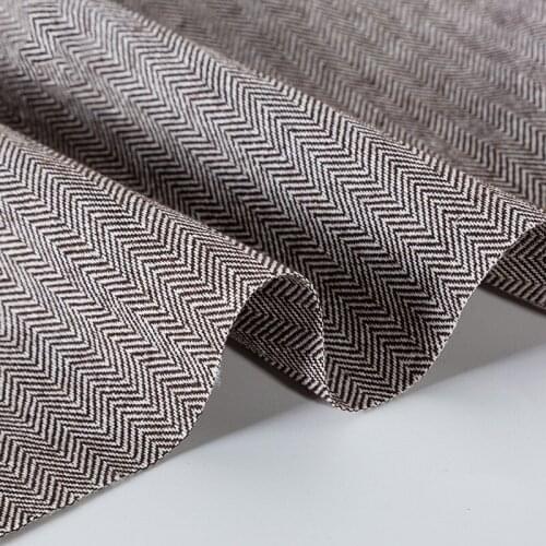 Vintage Herringbone Linen Flax Fabric Yarn-dyed Cotton Linen Fabric for Dress,Black,White,Blue,Grey,Green,Red,Brown,by the meter