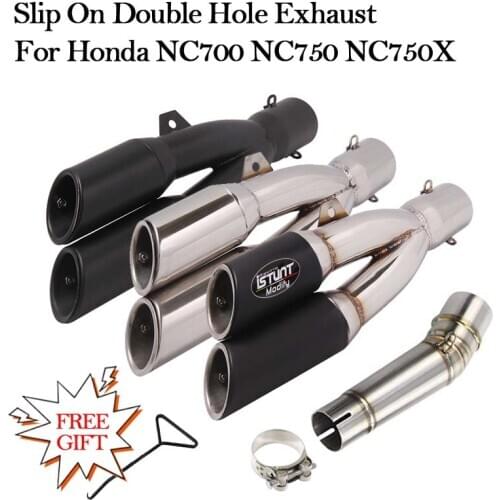 Slip On Motorcycle Exhaust Modified Double Hole Mivv Tube DB Killer Escape Muffler Middle Link Pipe For Honda NC700 NC750 NC750X