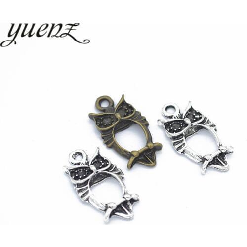 YuenZ 15pcs 2 Colors Antique silver color owl Charms Pendant for DIY Jewelry Making Necklace Earrings Bracelet Accessories D122